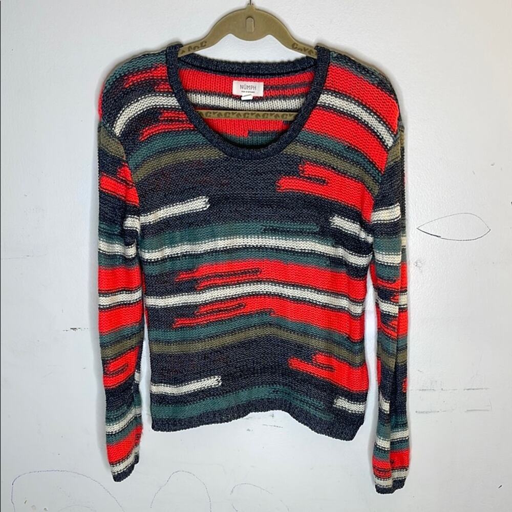 NUMPH Colorful Knit Striped Acrylic Blend Scoop Neck Sweater Size Small